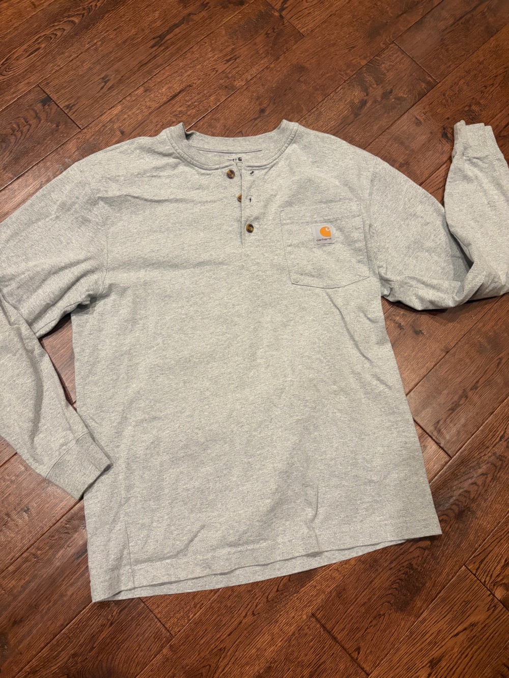 Carhartt Gray Long-Sleeve Henley with Chest Pocket